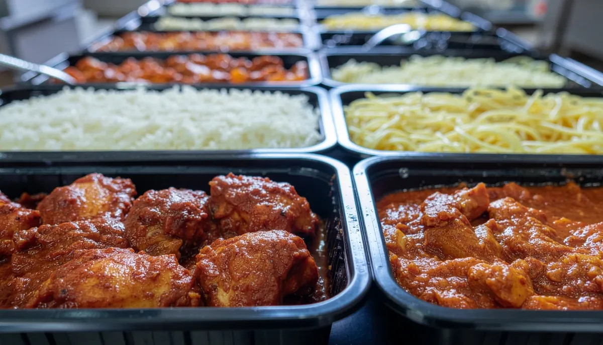 Dudo Catering logolu kapaklı yemek kapları